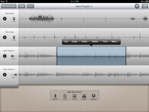 A screenshot of Hokusai Audio Editor App for iOS