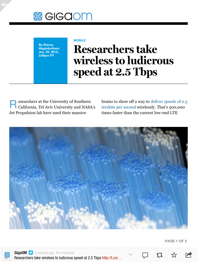 An article shown in Flipboard