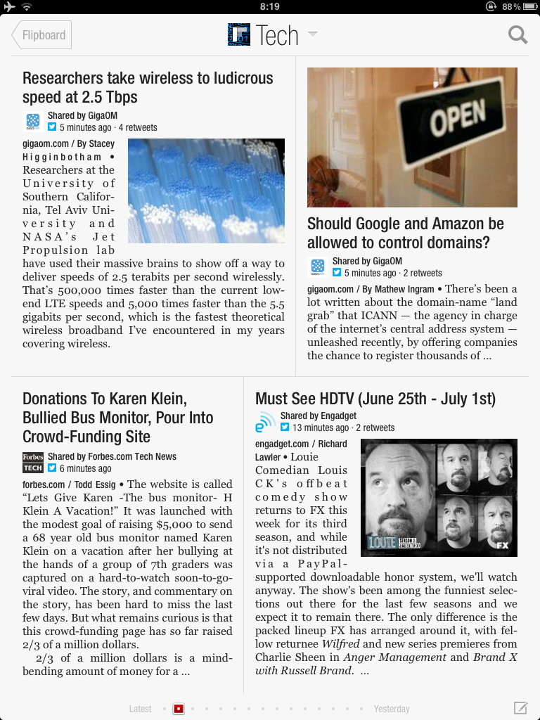 A page from a magazine built by Flipboard