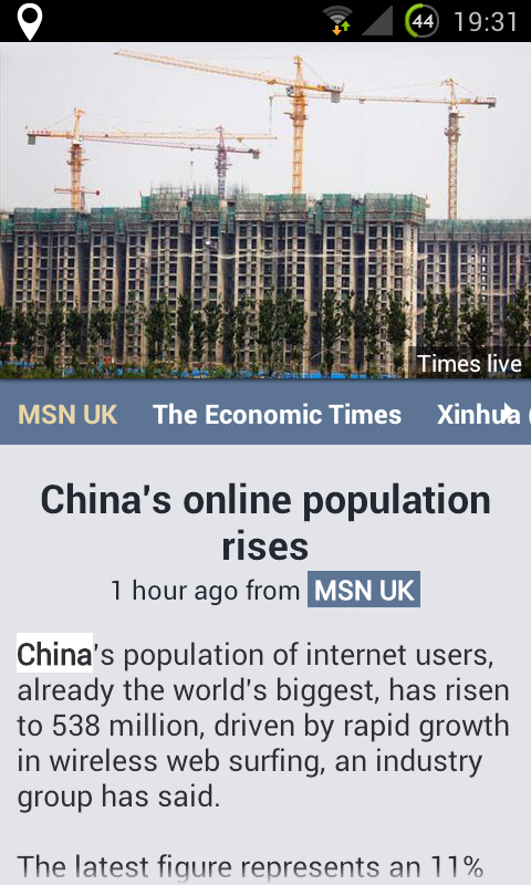 An article shown in the News360 app