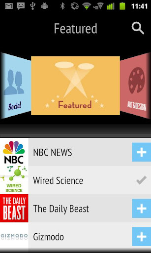 Featured news sources in the Pulse News app