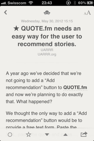 Article view in the Reeder iOS app