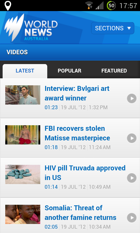 Videos available in the SBS World News Android app