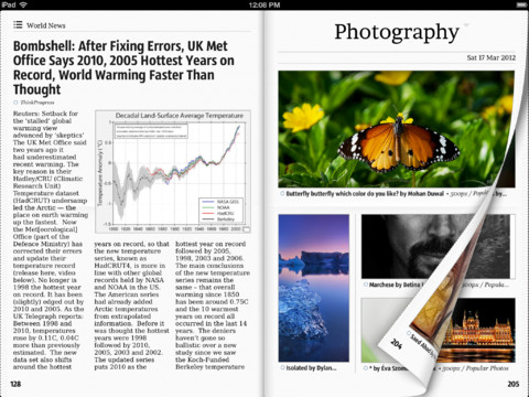 Double page article view in the Early Edition 2 app