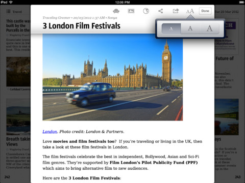 Zoomed article view in the Early Edition 2 app