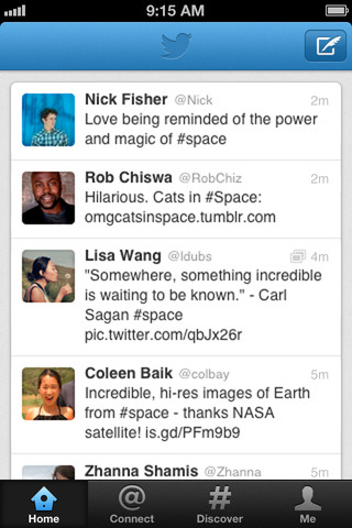 The Twitter feed in the Twitter iOS app
