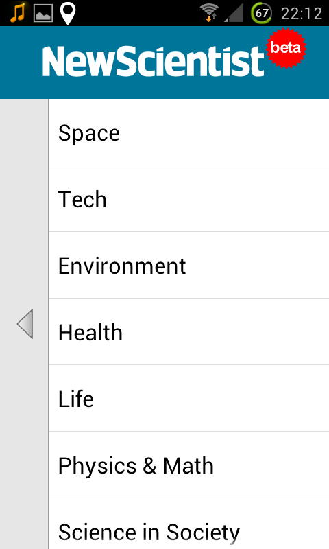 The New Scientist app organises content into channels