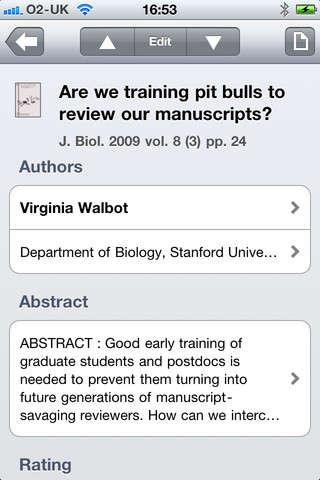 The Papers app showing an Abstract