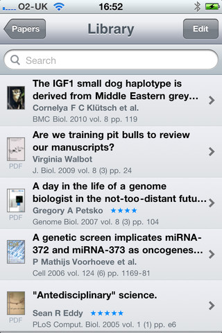 The Papers app showing a list of Papers