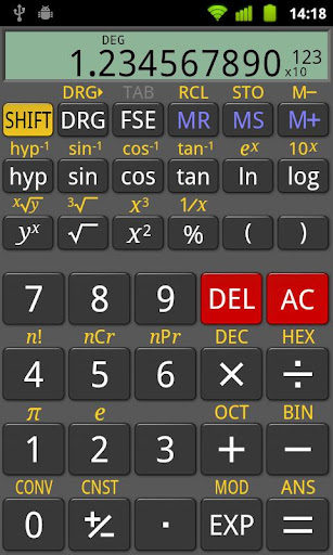 The main screen of the RealCalc app