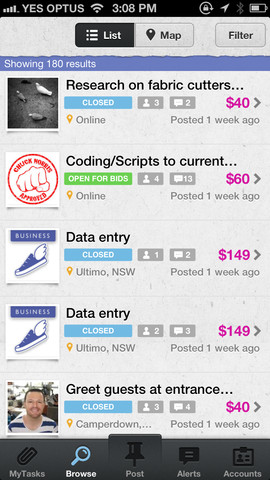 AirTasker browse available tasks