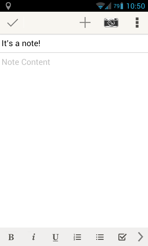 Evernote new note screen