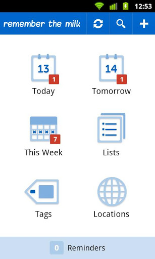 Remember the Milk task overview