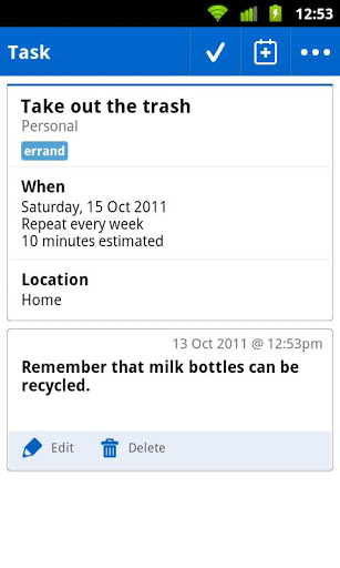 Remember the Milk task detail
