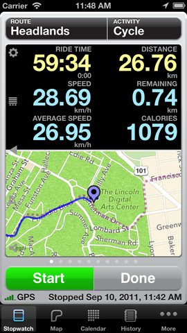Cyclemeter route map