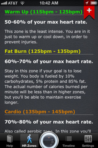 Instant Heart Rate information screen