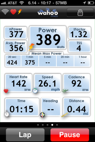 Wahoo Fitness main screen