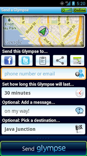 Glympse sending a location