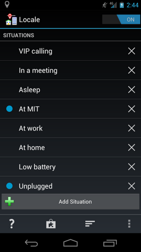 Locale profiles screen