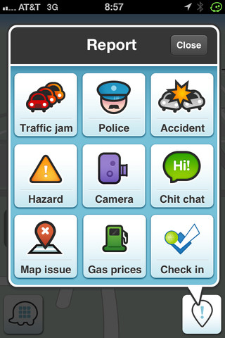 Waze incident reporting