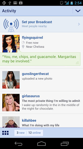 OkCupid status broadcast
