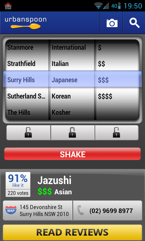 Urbanspoon random restaurant picker