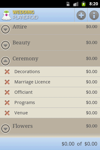 Wedding Plandroid budget tracker