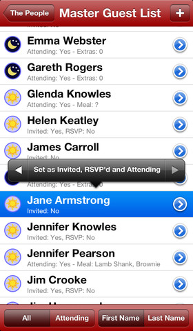 iWedding Deluxe guest list