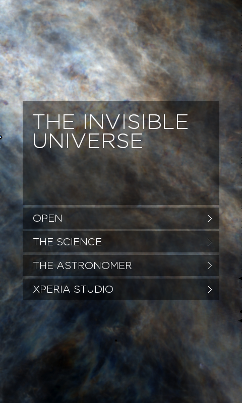 Invisible Universe main screen