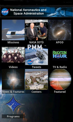 NASA app main screen
