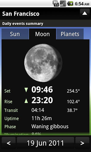 Sundroid Pro moon tracking
