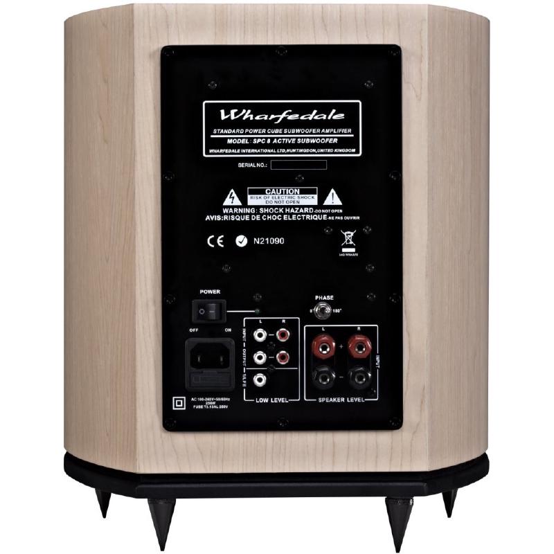 The rear panel of a subwoofer showing speaker-level binding post terminals for connecting to amplifiers without a dedicated subwoofer output