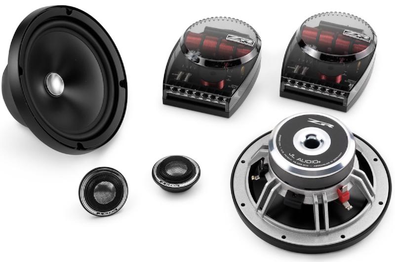 JL Audio ZR650-CSi component car speakers with separate woofer and tweeter and crossover boxes