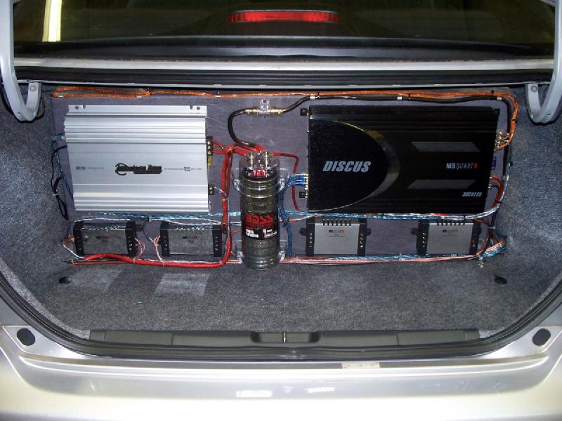 An example of neat, professionally installed car audio wiring