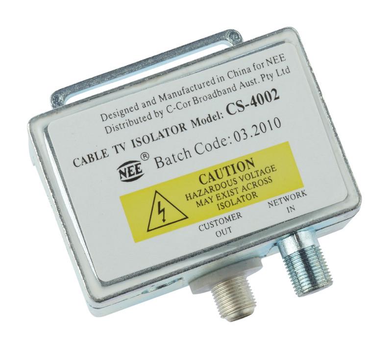 A CATV isolation box, a small weather-resistant housing installed on a coaxial cable line where it enters a building