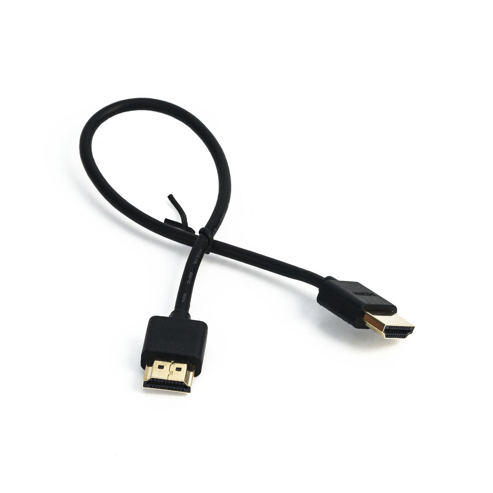 A thin HDMI cable suited to short runs