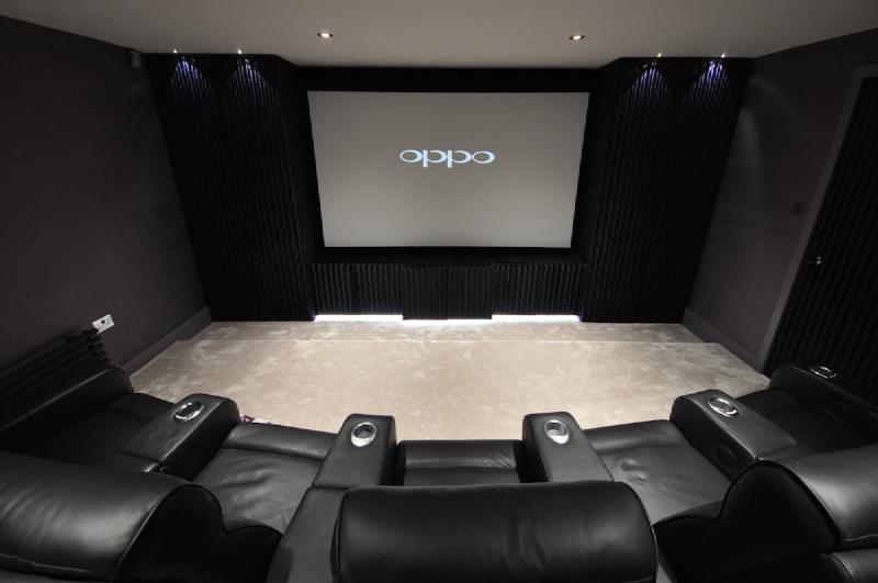 An elaborate custom home theatre setup built by an avforums.com community member, showing an extreme projection installation