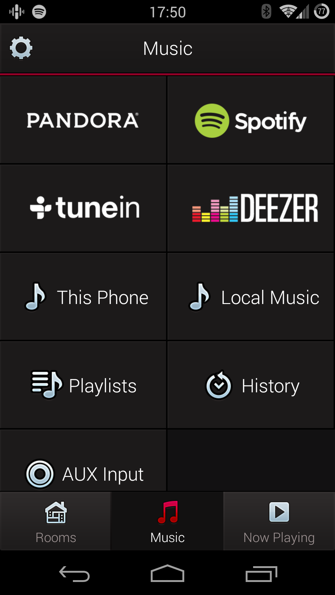Screenshot of the HEOS app, the only way to change inputs on a HEOS unit