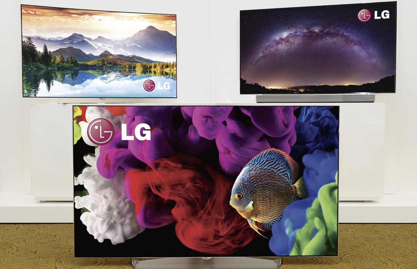 LG's lineup of 4K OLED TVs at CES 2015
