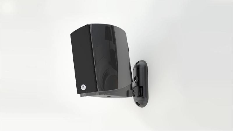 A rear surround speaker wall-mounted at the elevated position required for correct surround sound placement
