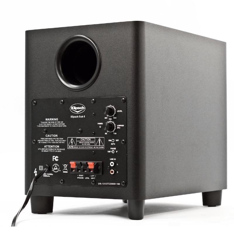Rear panel of a subwoofer showing the crossover and other dials