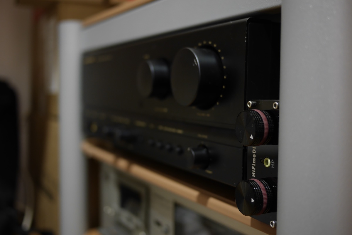 The HiFiMeDIY SPDIF DAC sitting next to a '90s Marantz Stereo Amplifier