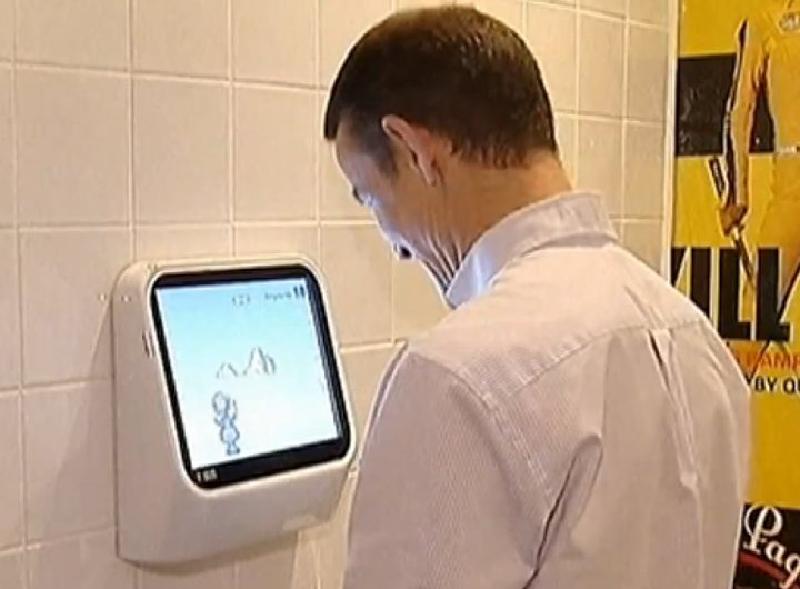 Pee-controlled gaming urinal with screen installed in a London nightclub