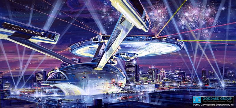 Concept art for the full-size Starship Enterprise attraction proposed for downtown Las Vegas in 1992