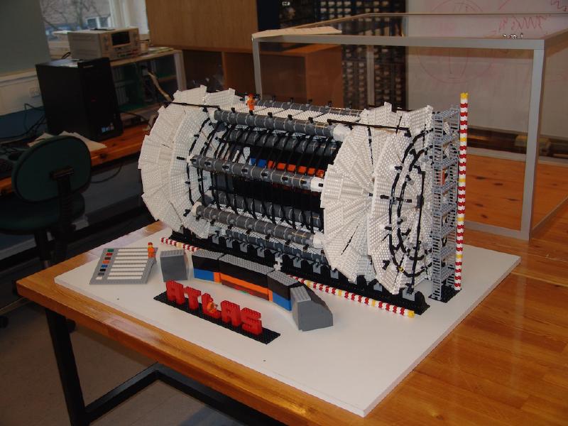 1:50 scale LEGO model of the ATLAS experiment at the Large Hadron Collider