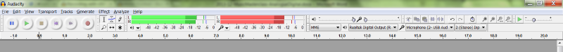 The Audacity Meter Toolbar showing recording level meters