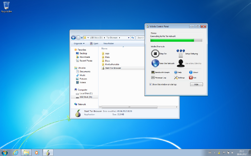 Portable TOR Browser running on Windows 7