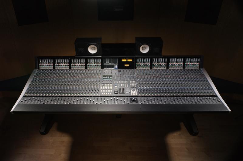 A professional recording studio mixing desk