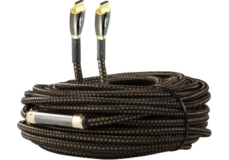 A long HDMI cable with ferrite choke to reduce noise