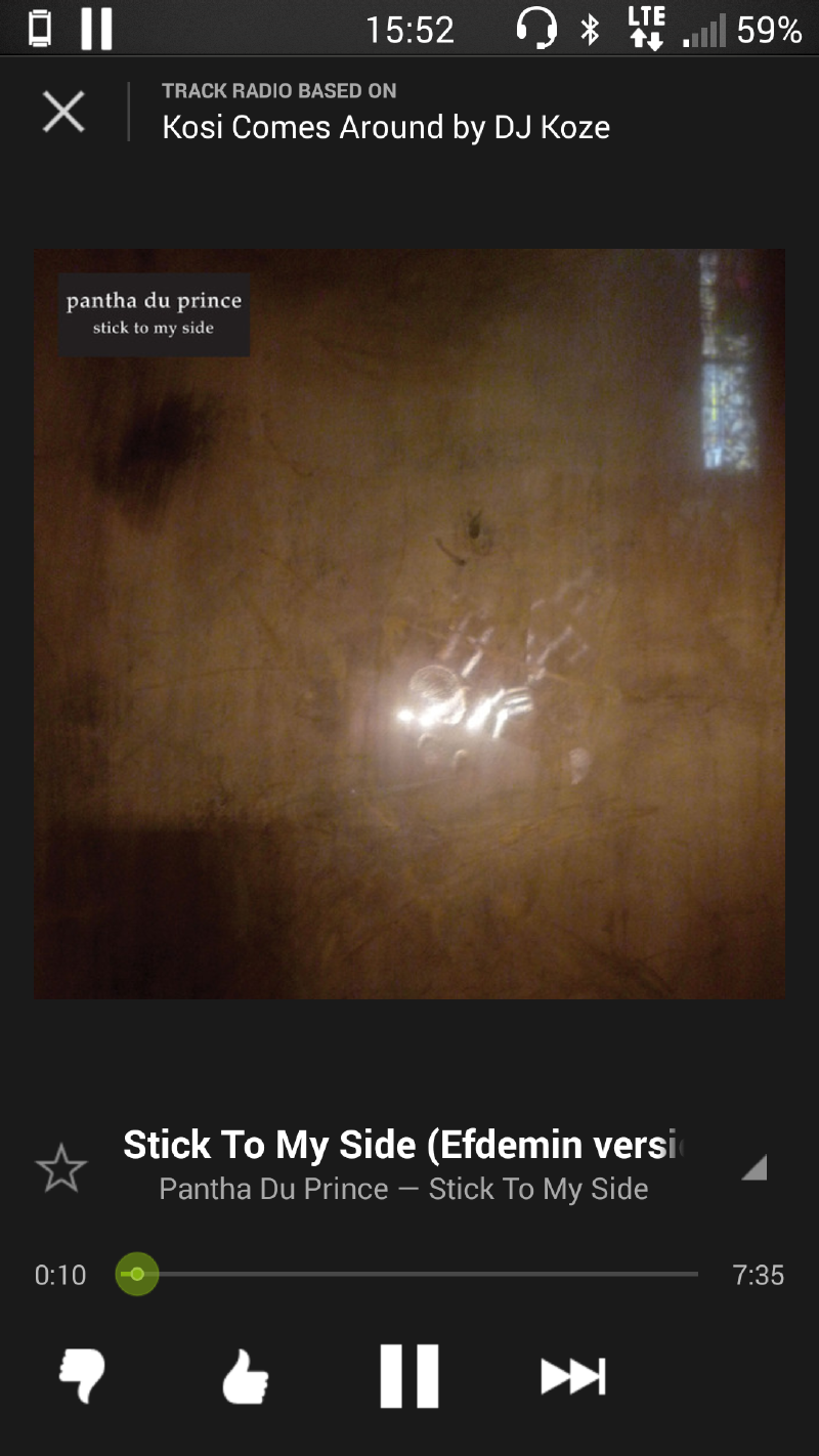 The Spotify app showing radio mode
